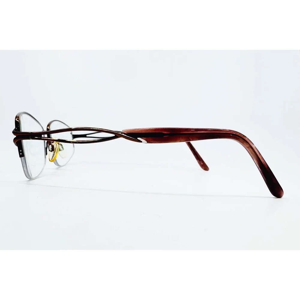 Sophia Loren Zyloware Eyeglasses Womens Brown Semi Rimless M210 52-17-135